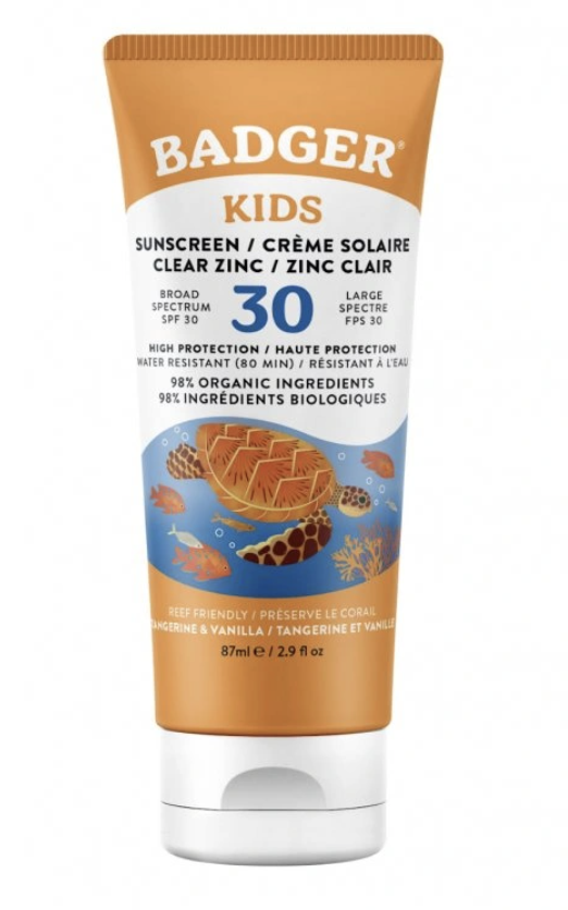 BADGER Opalovací balzám SPF 30 - Kids Badger, mandarinka a vanilka